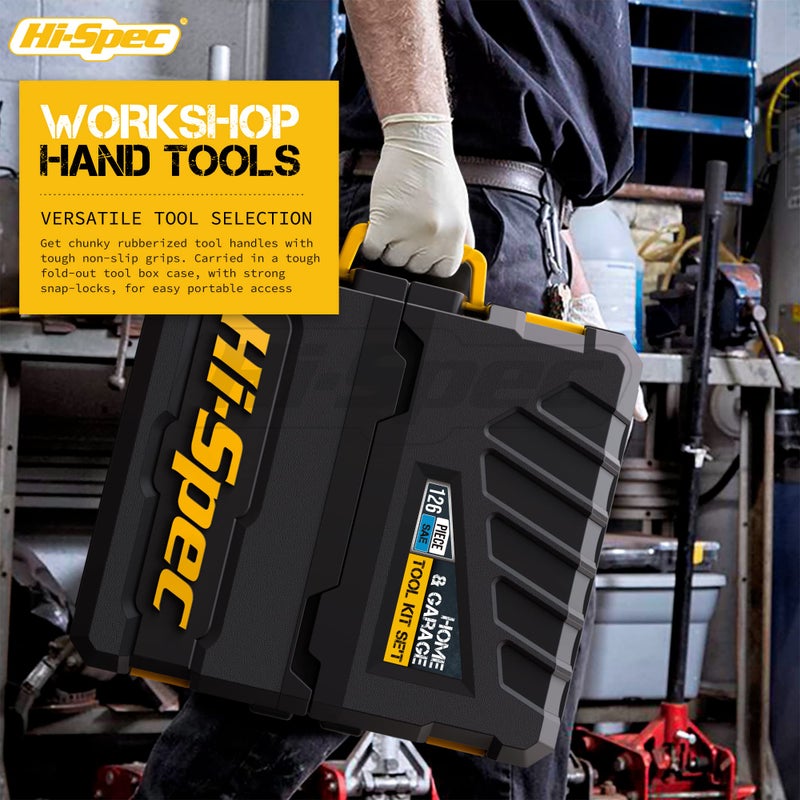 Hi-Spec 126pc Home Garage Mechanics DIY Tool Kit Set. Complete Handyman Auto, Car, Bike and Household Repairs Tool Box Set - Image 5